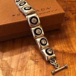 Rare Vintage Silpada Sterling Silver Cubic Zirconia Toggle Clasp Bracelet JB565